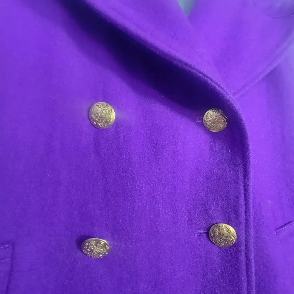 J. Crew Peacoat Jacket Womens 4 Wool Blend Double Breasted Purple - Picture 3 of 11